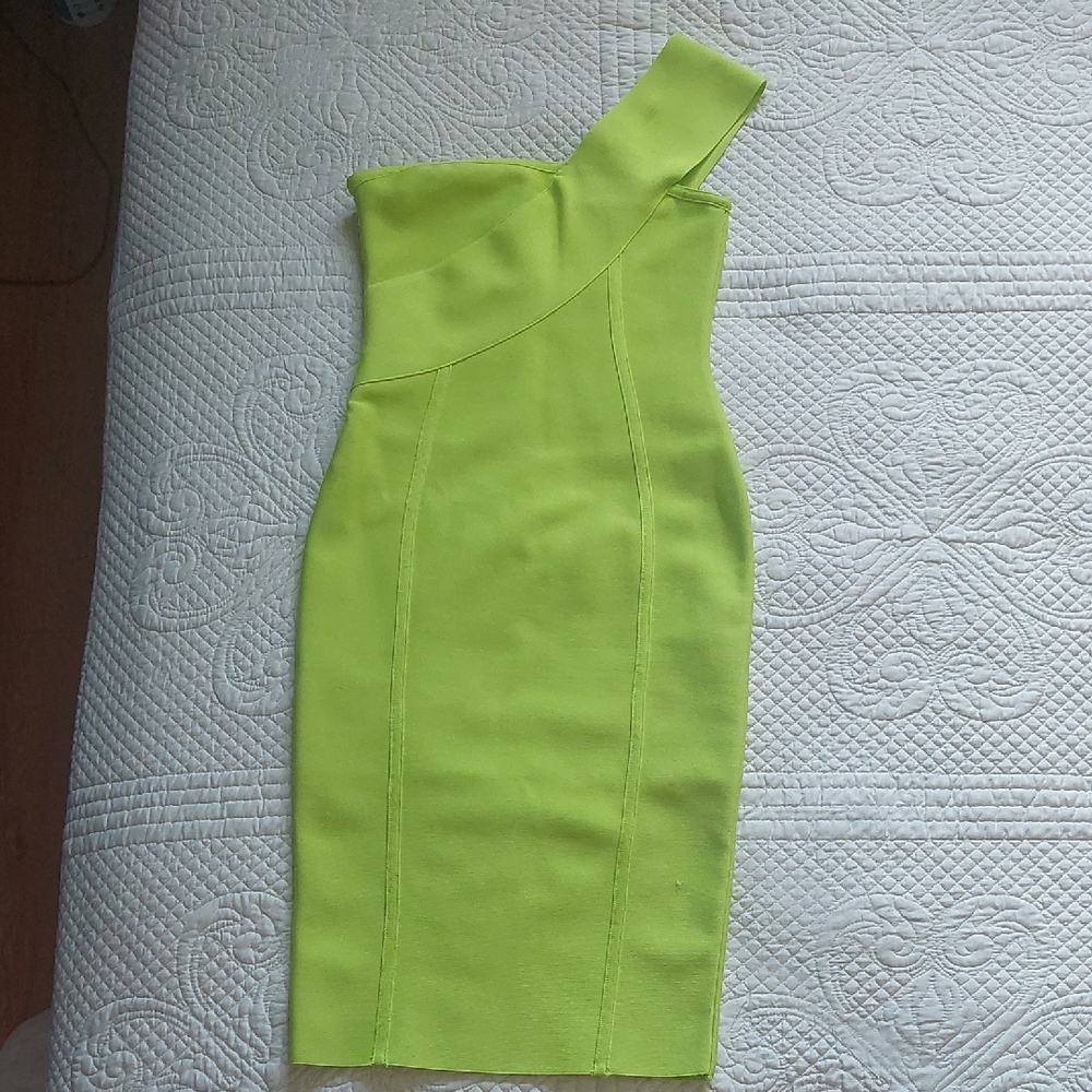 One-Shoulder Lime Green Dress